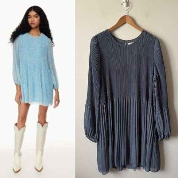 Aritzia Wilfred Daydreamer Mini Dress Granite Blue Size XL - Picture 1 of 9